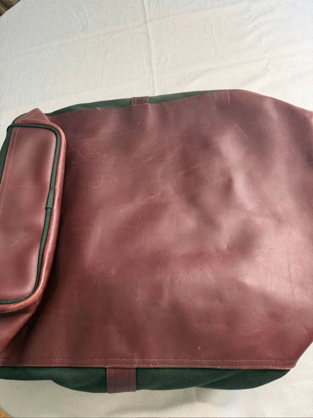 Vintage Orvis Battenkill Green Canvas Leather Duffel Weekender Travel Bag